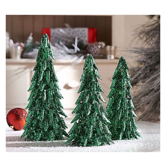 Set of 3 Illuminated Majestic Trees by Valerie/Green Glitter/NEW IN BOX! - Picture 11 of 12